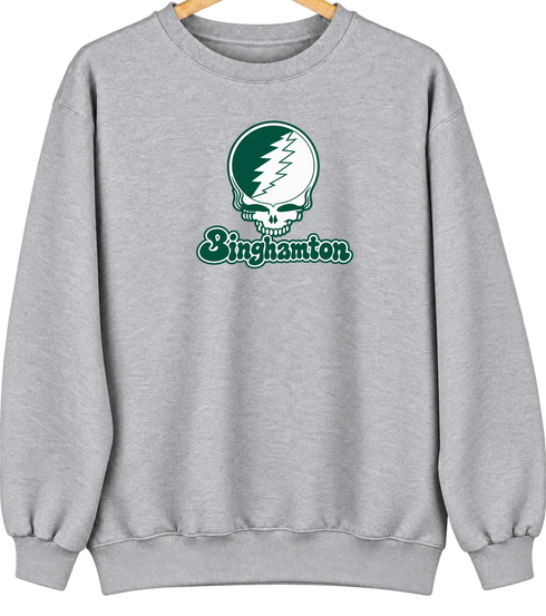 Binghamton Stealie Premium Unisex Crewneck — Design: Binghamton University — Sport Grey