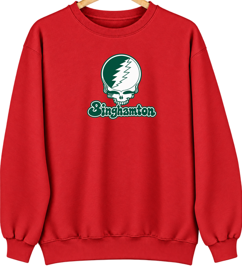 Binghamton Stealie Premium Unisex Crewneck — Design: Binghamton University — Red