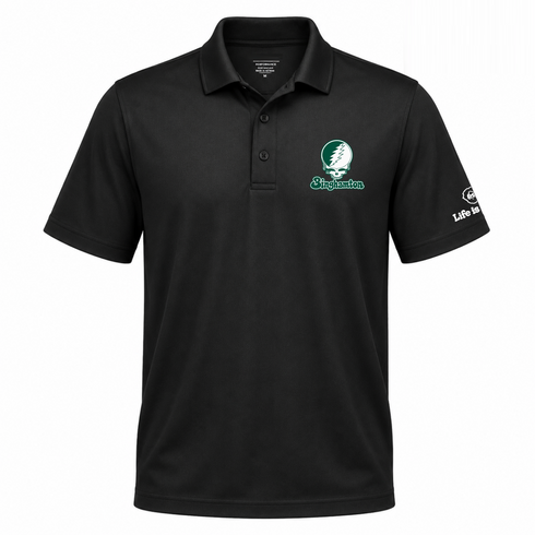 Binghamton Stealie Premium Unisex Polo — Design: Binghamton University — Black