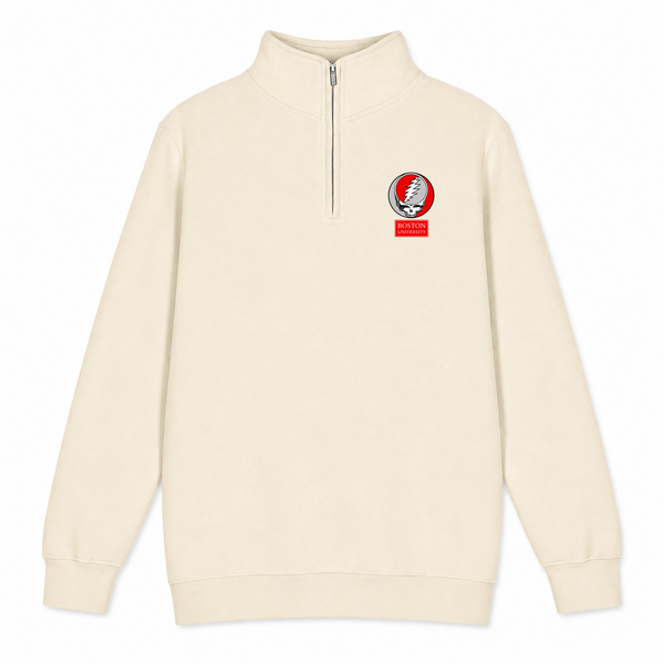 Boston University - Premium Grateful Dead Quarter-Zip Pullover - Sand - 1