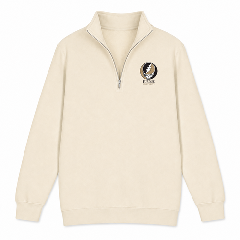 Purdue University - Premium Grateful Dead Quarter-Zip Pullover - Sand - 1