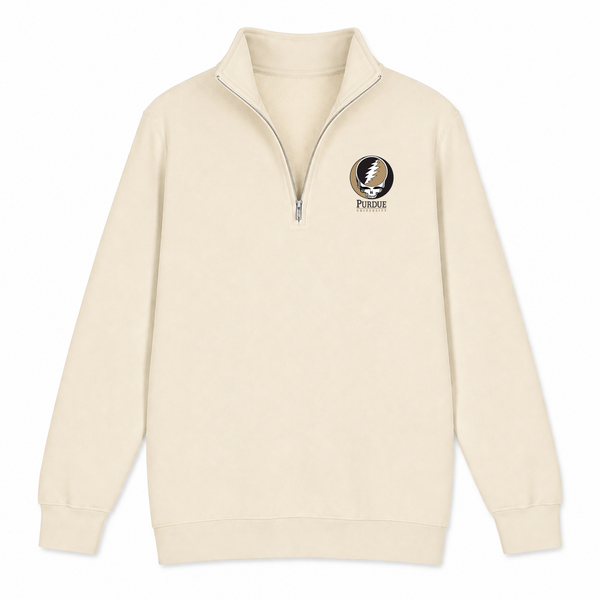 Purdue University - Premium Grateful Dead Quarter-Zip Pullover - Sand - 1