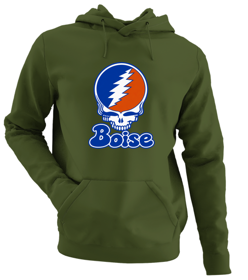 Boise Stealie Premium Unisex Hoodie — Design: Boise State University — Military Green
