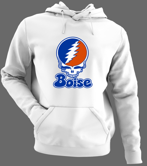 Boise Stealie Premium Unisex Hoodie — Design: Boise State University — White/Grey