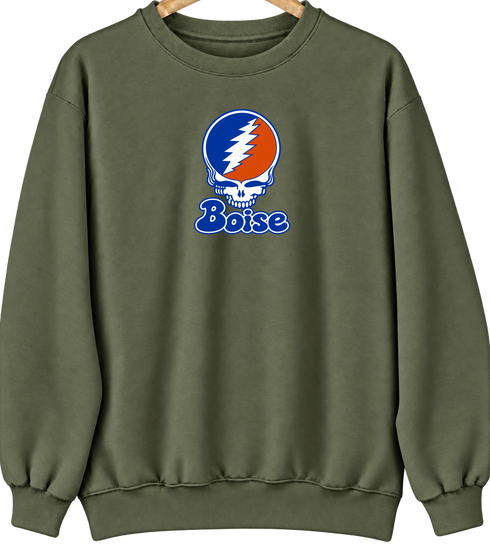 Boise Stealie Premium Unisex Crewneck — Design: Boise State University — Military Green