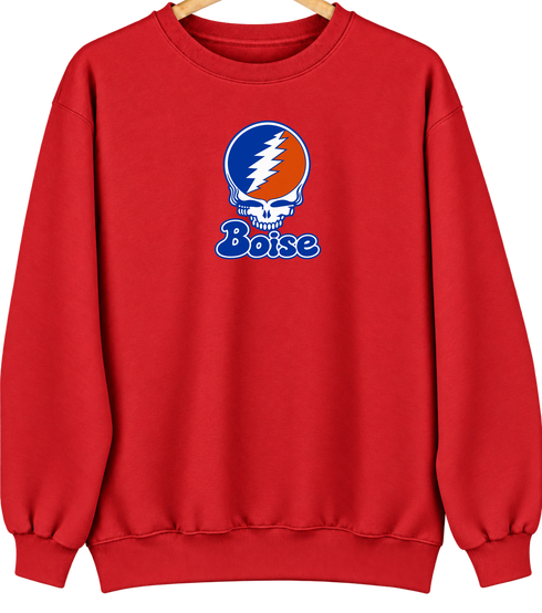 Boise Stealie Premium Unisex Crewneck — Design: Boise State University — Red