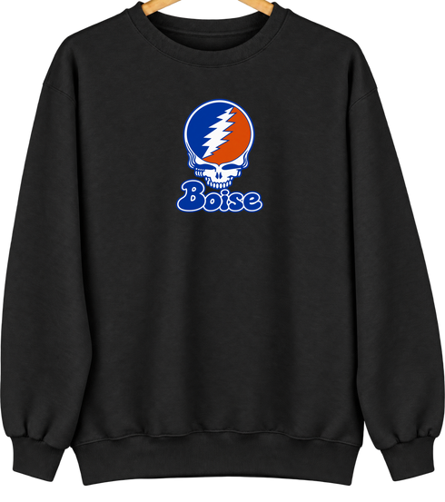 Boise Stealie Premium Unisex Crewneck — Design: Boise State University — Black