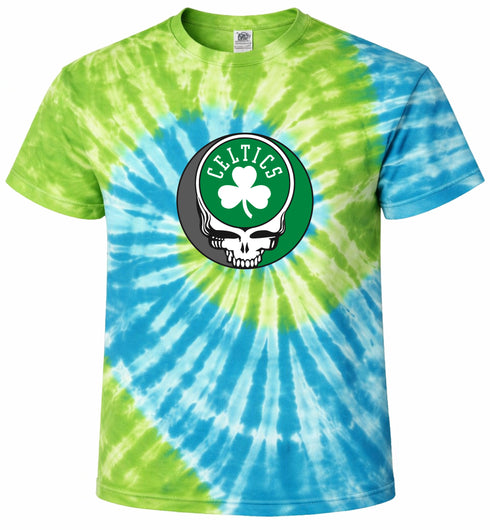 Boston Celtics Shamrock Stealie Tie-Dye T-Shirt