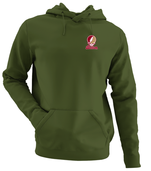 Boston Stealie Premium Unisex Hoodie — Design: Boston College — Military Green