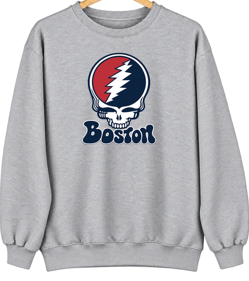 Boston Baseball Stealie Grateful Dead Crewneck — Boston Red Sox — Sport Grey