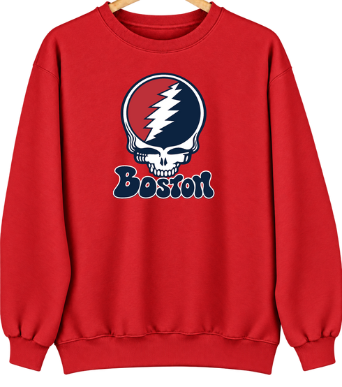 Boston Baseball Stealie Grateful Dead Crewneck — Boston Red Sox — Red