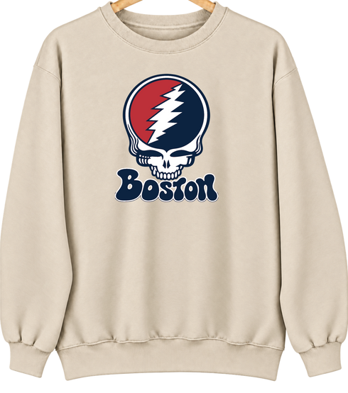Boston Baseball Stealie Grateful Dead Crewneck — Boston Red Sox — Sand