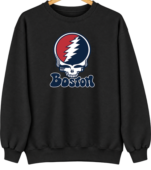 Boston Baseball Stealie Grateful Dead Crewneck — Boston Red Sox — Black