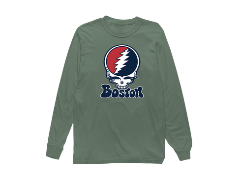 Boston Baseball Stealie Grateful Dead Long-Sleeve — Boston Red Sox — Light Green