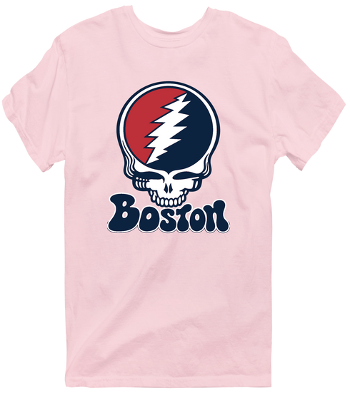 Boston Baseball Stealie Grateful Dead T-Shirt — Boston Red Sox — Light Pink