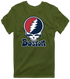 Boston Baseball Stealie Grateful Dead T-Shirt — Boston Red Sox — Military Green