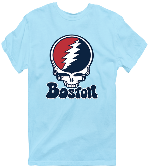 Boston Baseball Stealie Grateful Dead T-Shirt — Boston Red Sox — Light Blue