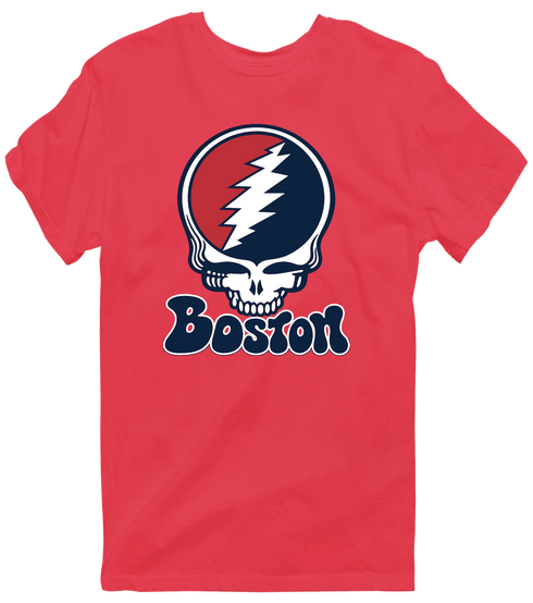 Boston Baseball Stealie Grateful Dead T-Shirt — Boston Red Sox — Heather Red