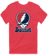 Boston Baseball Stealie Grateful Dead T-Shirt — Boston Red Sox — Heather Red
