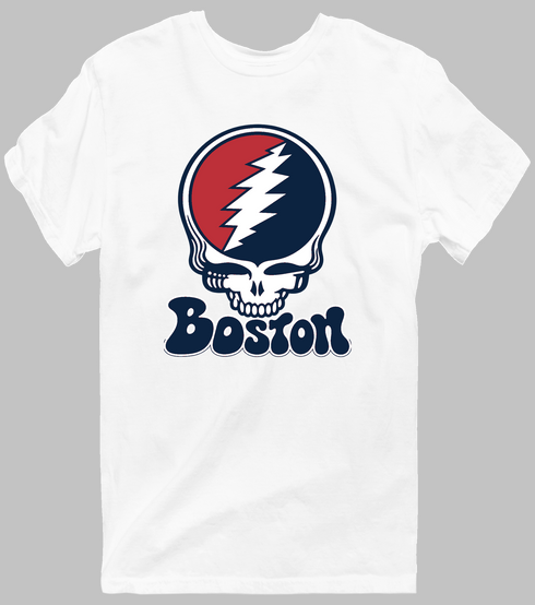 Boston Baseball Stealie Grateful Dead T-Shirt — Boston Red Sox — White