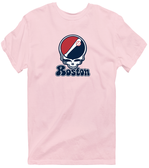 Boston Baseball Stealie Grateful Dead T-Shirt — Boston Red Sox — Light Pink