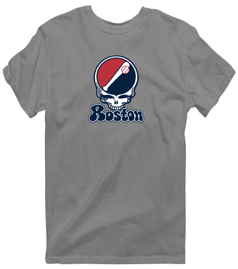 Boston Baseball Stealie Grateful Dead T-Shirt — Boston Red Sox — Dark Heather