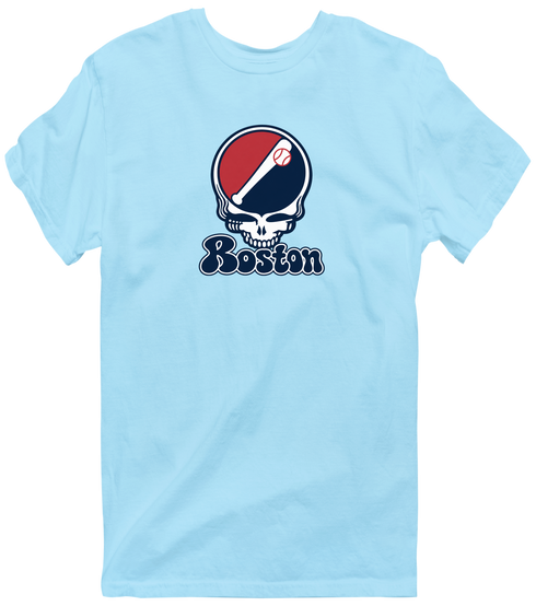 Boston Baseball Stealie Grateful Dead T-Shirt — Boston Red Sox — Light Blue
