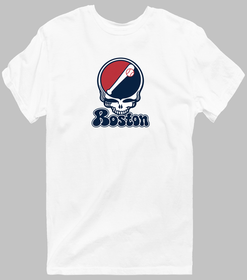 Boston Baseball Stealie Grateful Dead T-Shirt — Boston Red Sox — White