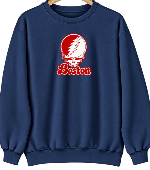 Boston Stealie Premium Unisex Crewneck — Design: Boston University — Navy