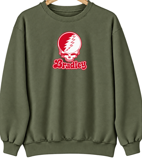 Bradley Stealie Premium Unisex Crewneck — Design: Bradley University — Military Green