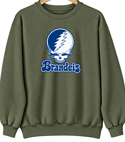 Brandeis Stealie Premium Unisex Crewneck — Design: Brandeis University — Military Green