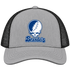Brandeis Stealie Premium Unisex Trucker Cap — Design: Brandeis University — Heather Grey/Black