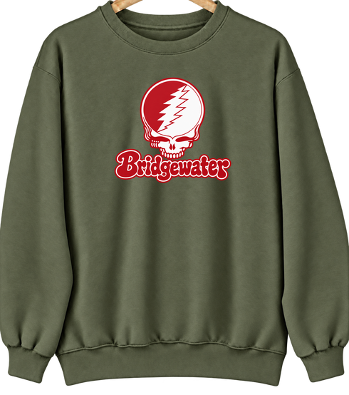 Bridgewater Stealie Premium Unisex Crewneck — Design: Bridgewater State University — Military Green