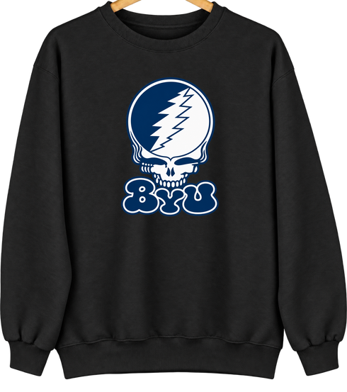Brigham Young Stealie Premium Unisex Crewneck — Design: Brigham Young University — Black