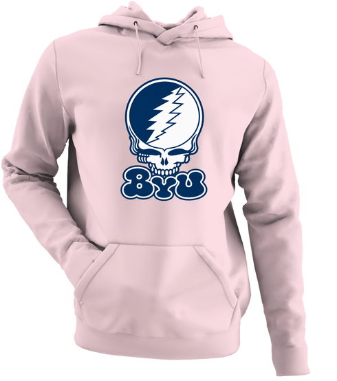 Brigham Young Stealie Premium Unisex Hoodie — Design: Brigham Young University — Light Pink