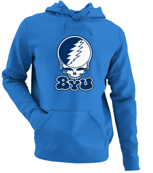 Brigham Young Stealie Premium Unisex Hoodie — Design: Brigham Young University — Heather Royal