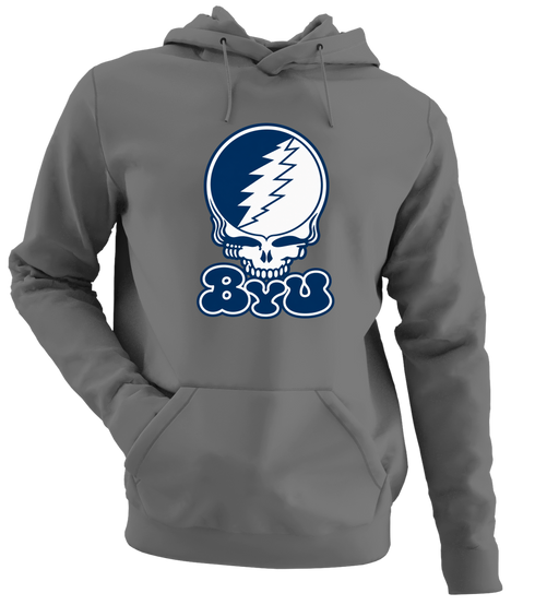Brigham Young Stealie Premium Unisex Hoodie — Design: Brigham Young University — Charcoal