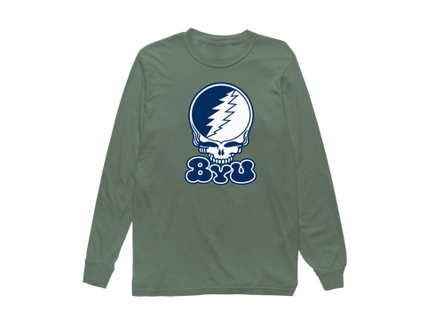 Brigham Young Stealie Premium Unisex Long-Sleeve — Design: Brigham Young University — Light Green