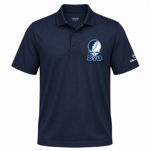 Brigham Young Stealie Premium Unisex Polo — Design: Brigham Young University — Navy