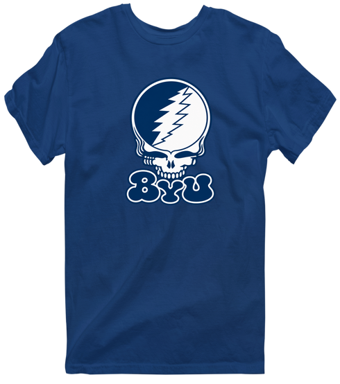 Brigham Young Stealie Premium Unisex T-Shirt — Design: Brigham Young University — Navy