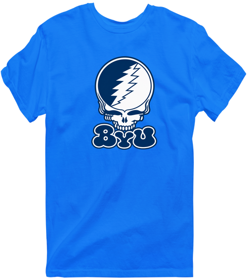 Brigham Young Stealie Premium Unisex T-Shirt — Design: Brigham Young University — Royal