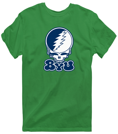 Brigham Young Stealie Premium Unisex T-Shirt — Design: Brigham Young University — Irish Green