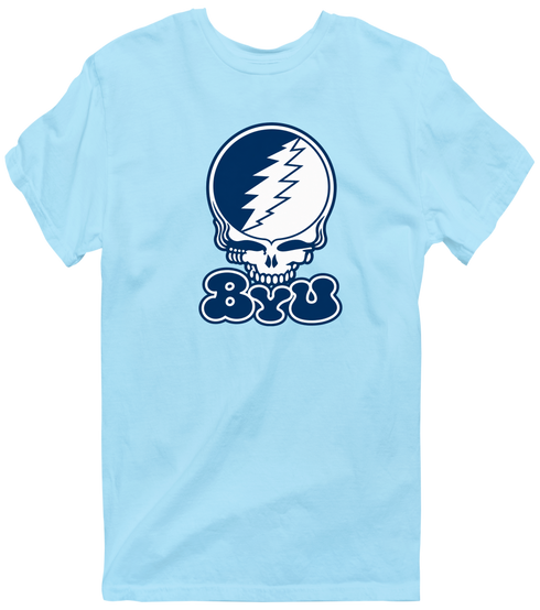 Brigham Young Stealie Premium Unisex T-Shirt — Design: Brigham Young University — Light Blue