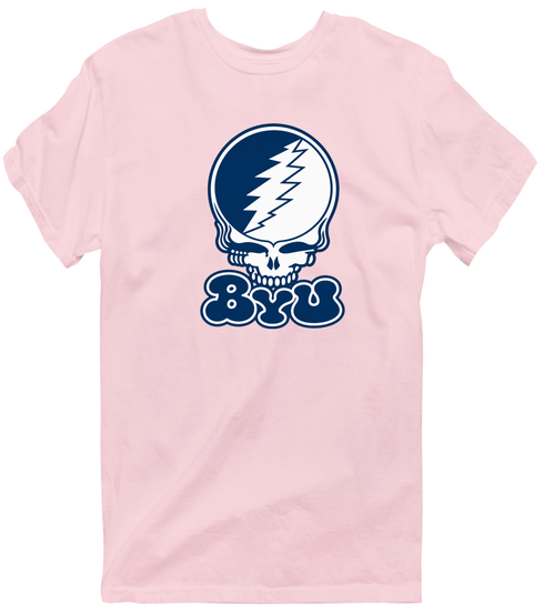 Brigham Young Stealie Premium Unisex T-Shirt — Design: Brigham Young University — Light Pink