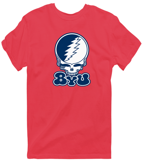 Brigham Young Stealie Premium Unisex T-Shirt — Design: Brigham Young University — Heather Red