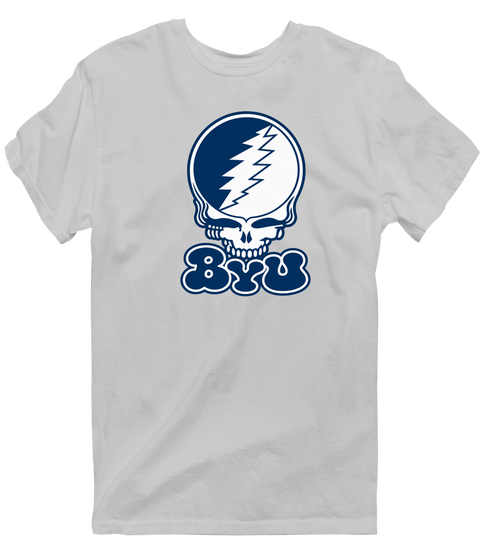 Brigham Young Stealie Premium Unisex T-Shirt — Design: Brigham Young University — Sport Grey