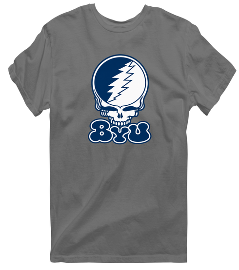 Brigham Young Stealie Premium Unisex T-Shirt — Design: Brigham Young University — Charcoal