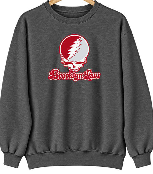 Brooklyn Law Stealie Premium Unisex Crewneck — Design: Brooklyn Law — Dark Heather