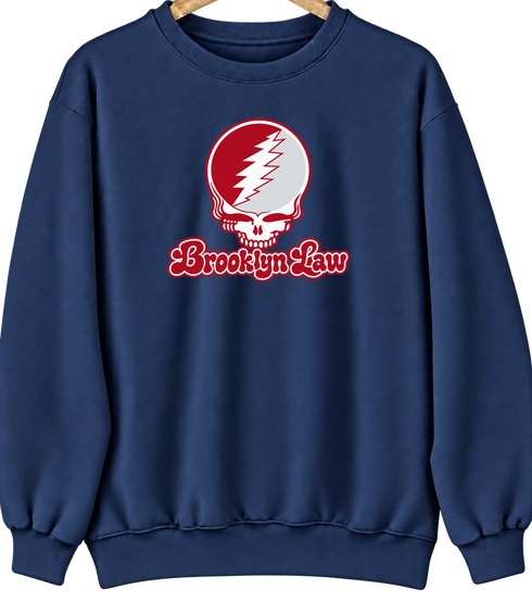 Brooklyn Law Stealie Premium Unisex Crewneck — Design: Brooklyn Law — Navy