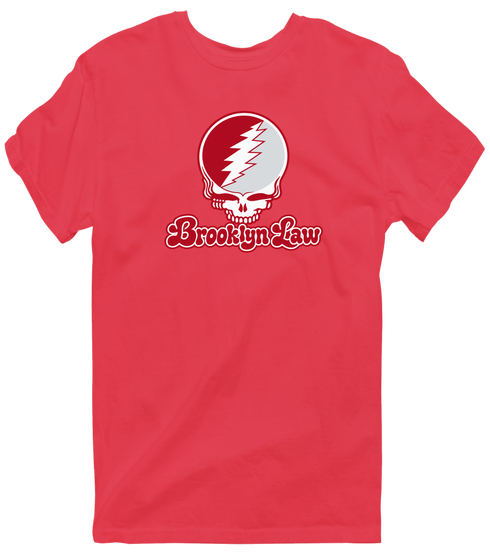 Brooklyn Law Stealie Premium Unisex T-Shirt — Design: Brooklyn Law — Heather Red